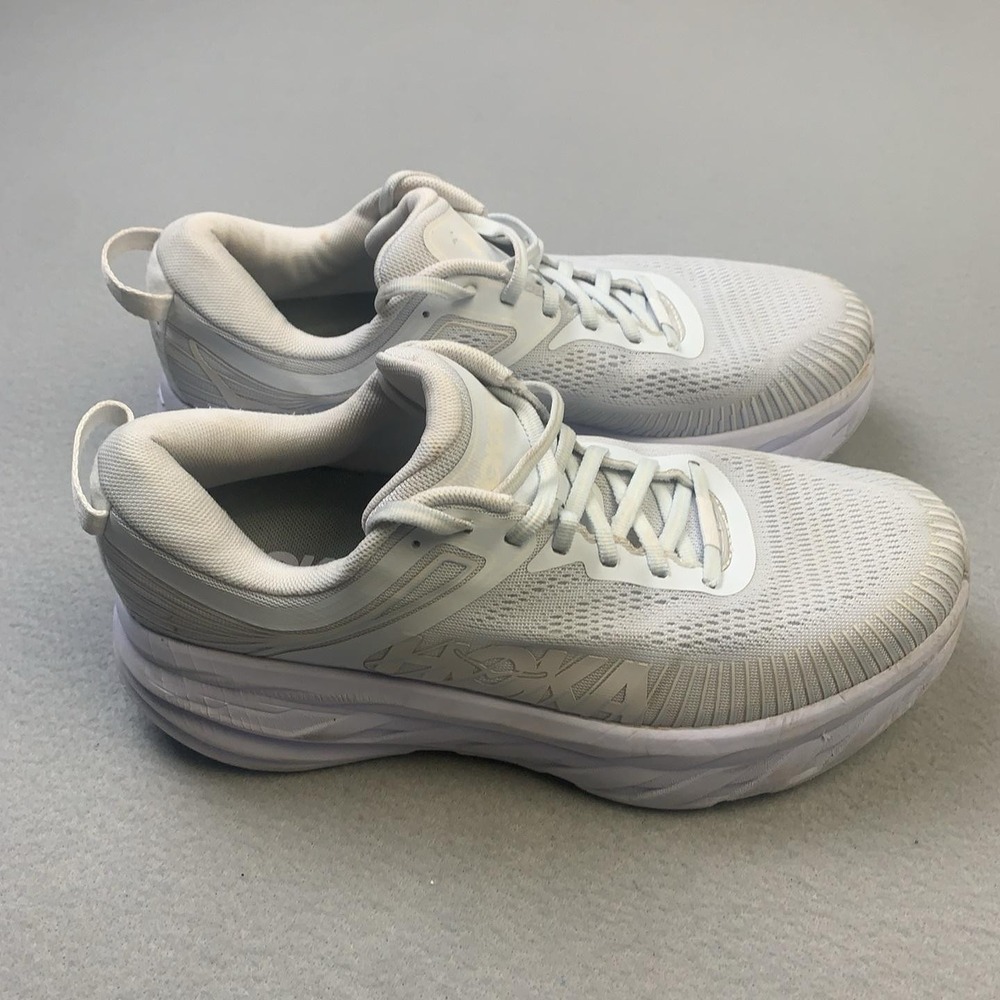 Hoka One One Bondi 7 Shoes Womens Size 9.5 White Running Sneakers Cushioned